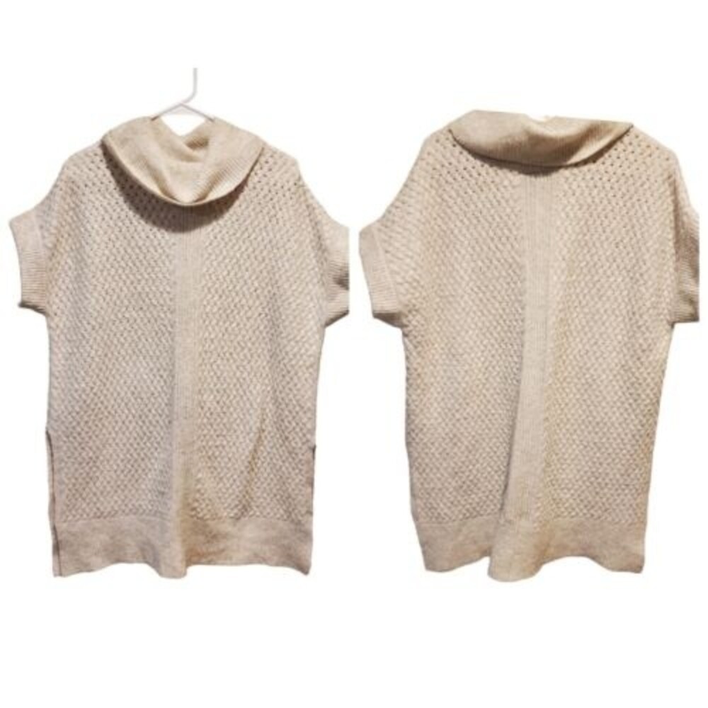 LANE BRYANT SZ 14/16 CROCHET PONCHO KNITTED TURTLENECK Wool Blend  LOOSE SWEATER
